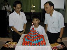 Blowing the "Birthday Cake"