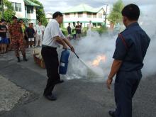 Practising Using the Fire Extinguisher