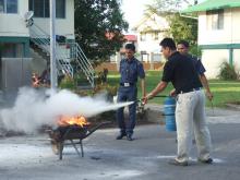 Practising Using the Fire Extinguisher