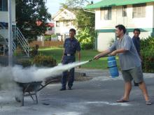 Practising Using the Fire Extinguisher