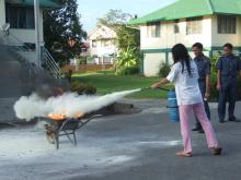 Practising Using the Fire Extinguisher