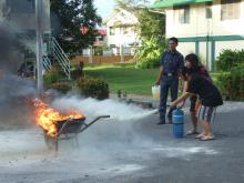 Practising Using the Fire Extinguisher